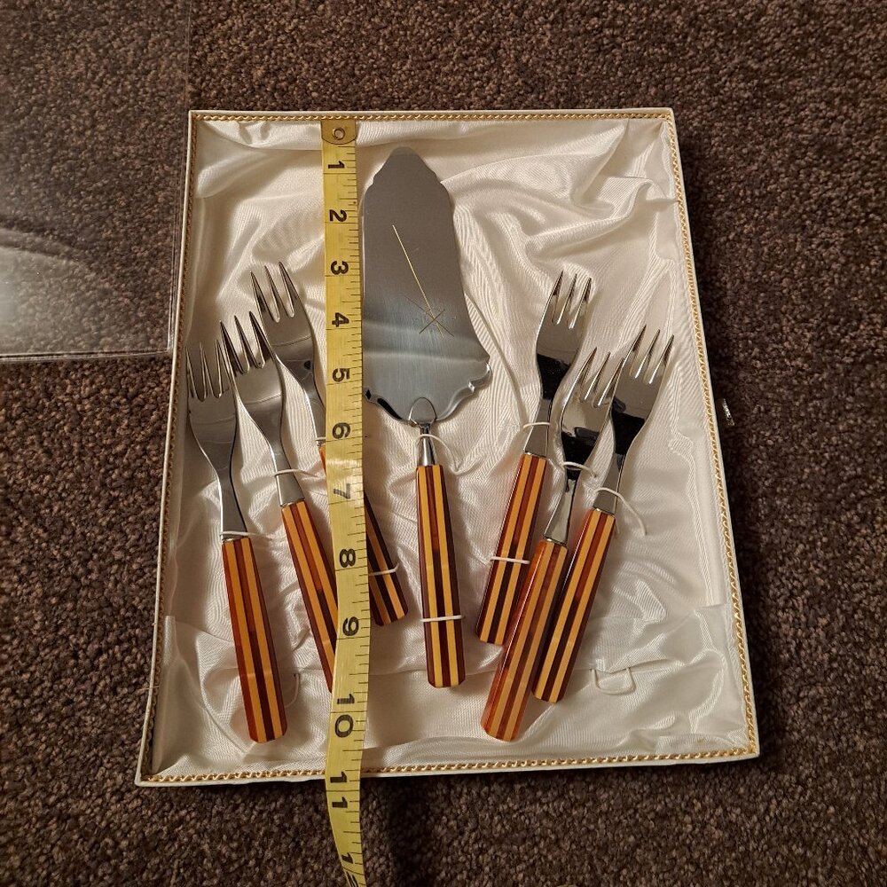 Vintage Rostfrei Solingen German Bakelite & Chrome Dessert Set - Picture 6 of 7